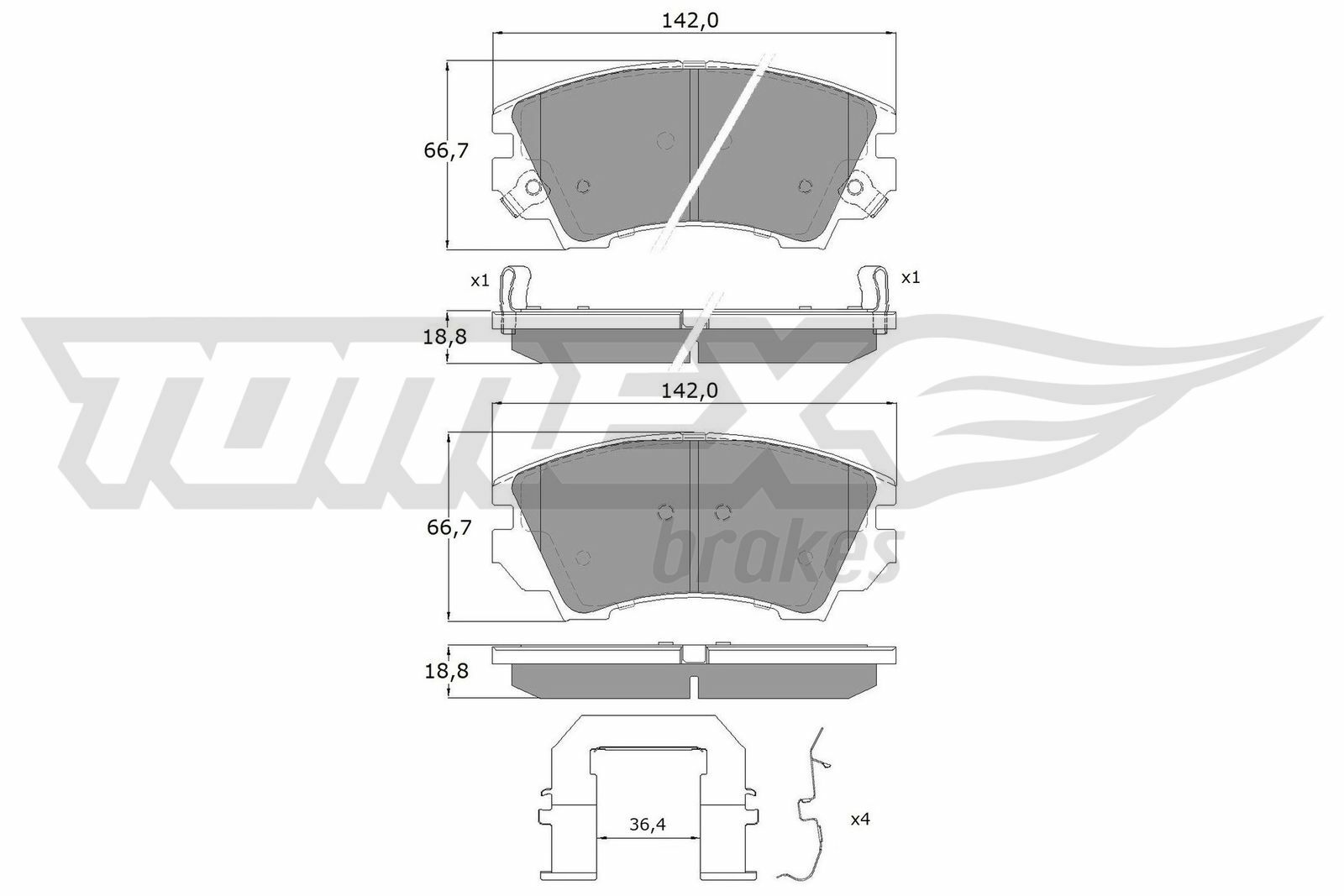 Sada brzdových destiček, kotoučová brzda TOMEX Brakes